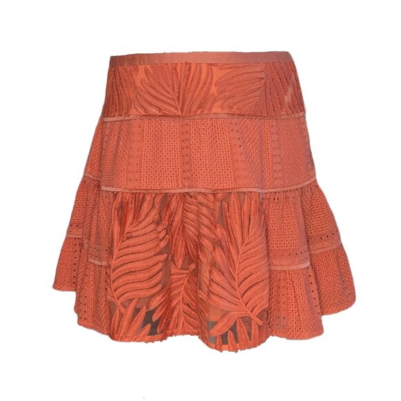 Banana Republic Heritage Collection Orange Lace Tiered A-Line Skirt Sz 12 - Picture 2 of 8